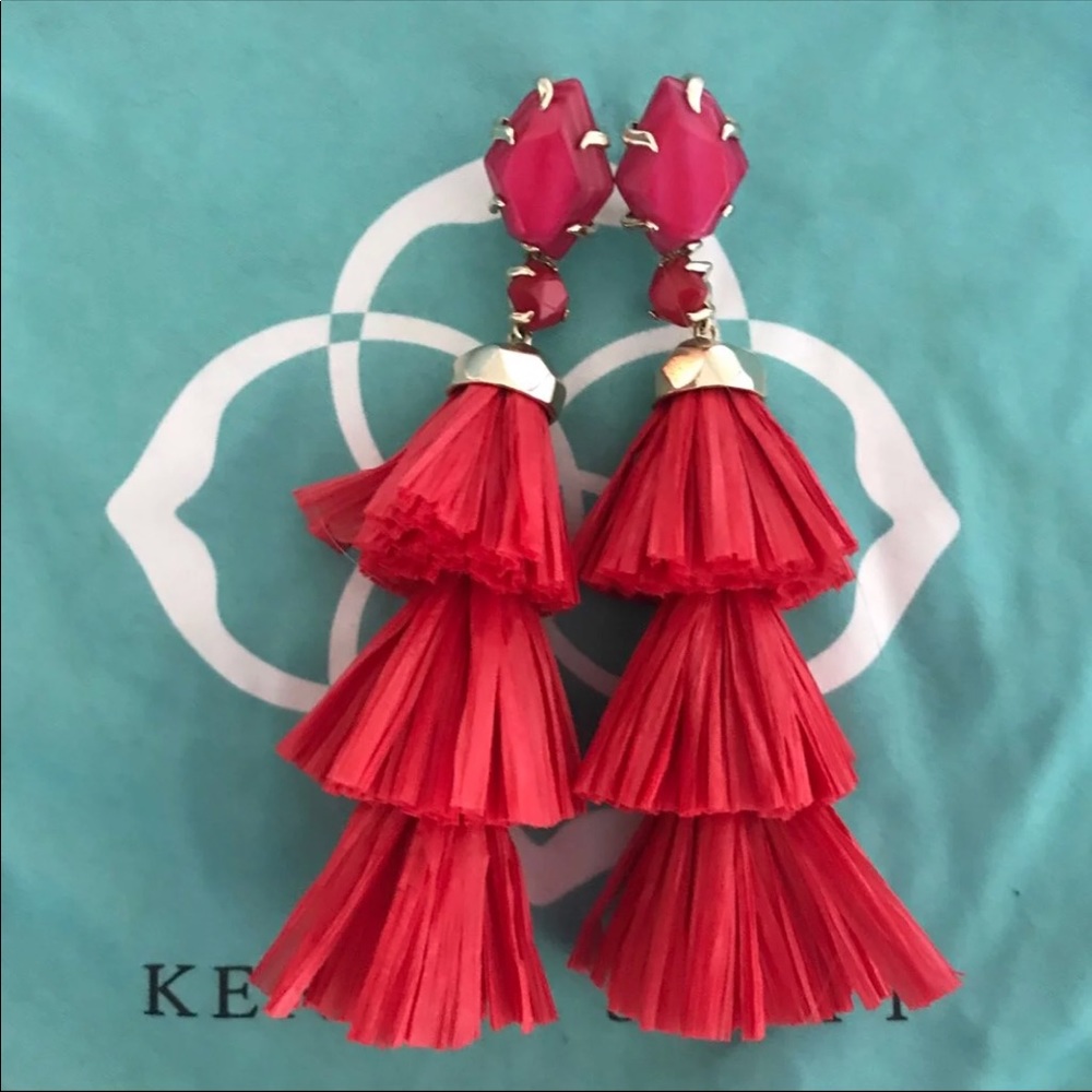 Kendra Scott NEW Denise Red MOP Earrings NWOT - Picture 3 of 5